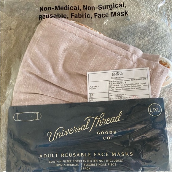 🔥5/$25 NIP 2-Pack Universal Thread Reusable Fabric Face Mask EXTRA LARGE SIZE XL - Picture 2 of 6